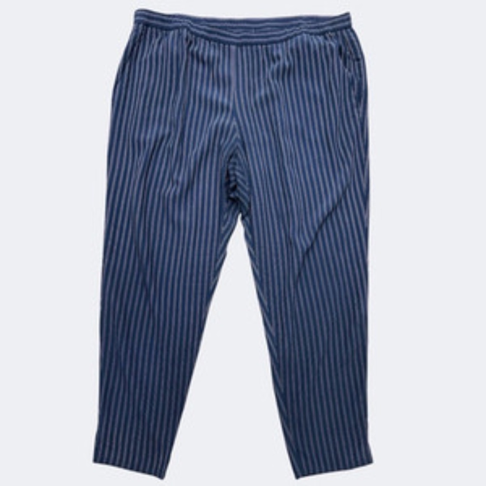 Eileen Fisher Navy and Light Blue Pinstripe Cropped Pants